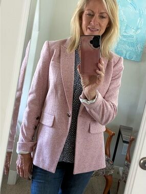 Veronica Beard Blush Pink Tweed Notch-Lapel Blazer NWOT